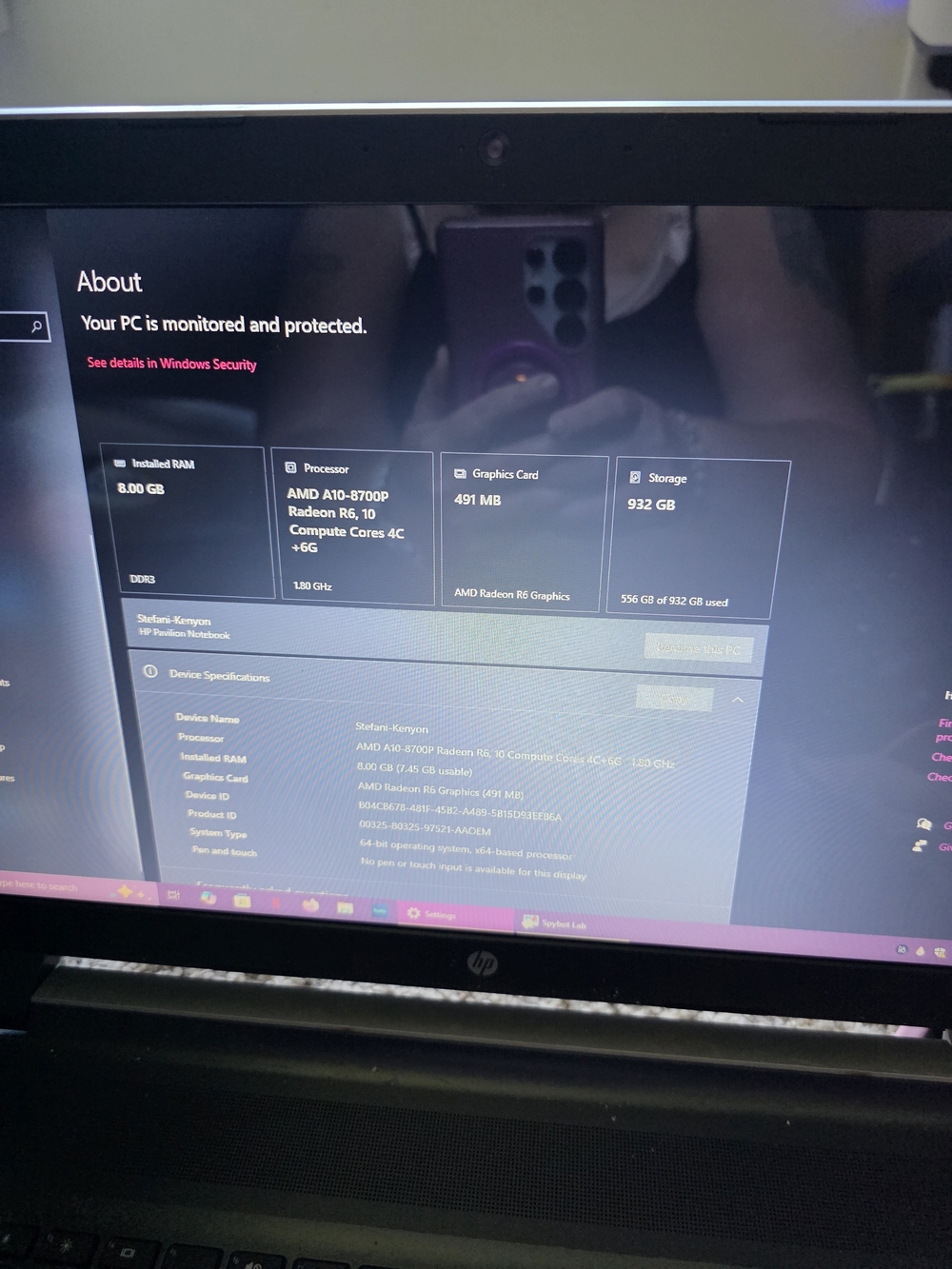 HP 15.6" Laptop - Black - AMD Radeon R6 - Picture 4 of 4